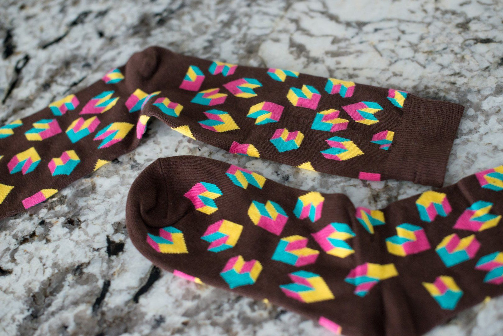Tetris Heart Socks - Brown Socks TasteeTreasures