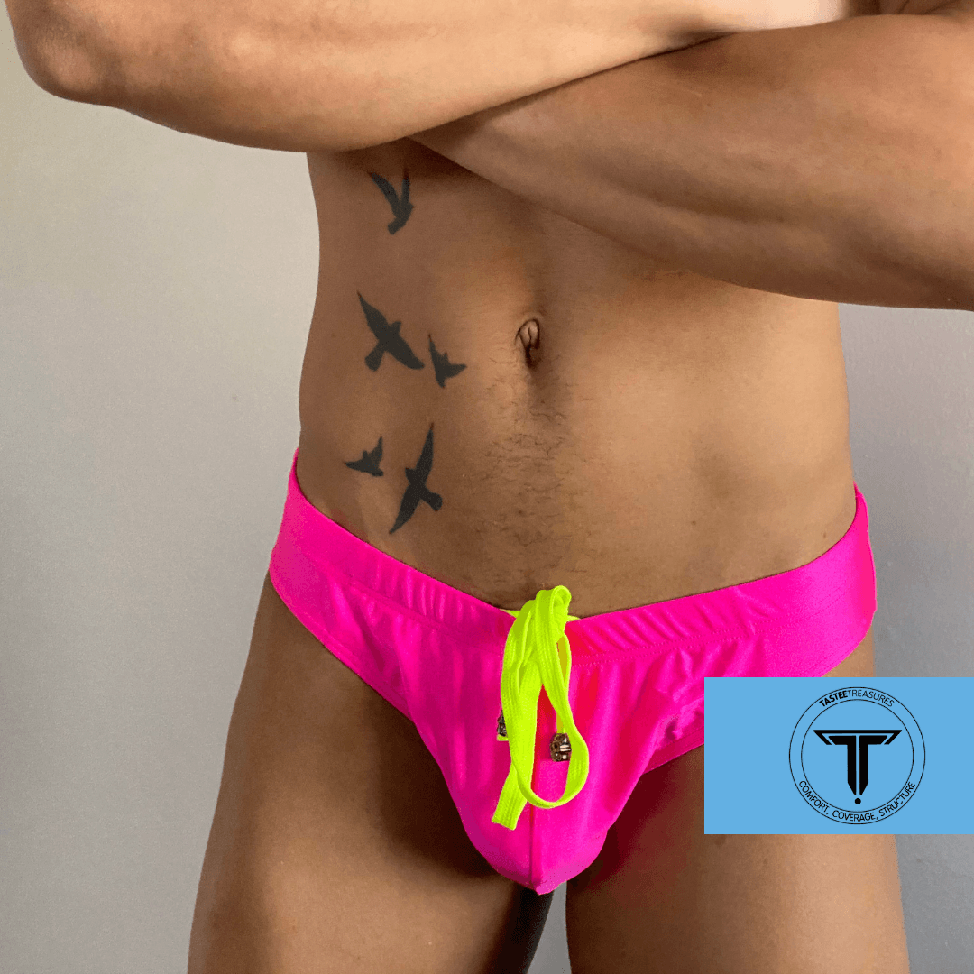 Bright Swimwear Briefs - Pink Swim Wear TasteeTreasures Pink 28in-30in