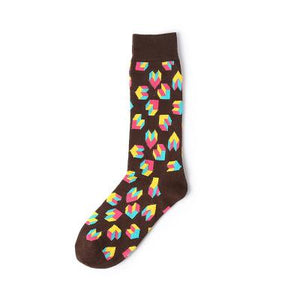 Tetris Heart Socks - Brown Socks TasteeTreasures Brown 