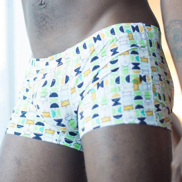 Green Circles Mini Boxer Briefs Boxer Briefs TasteeTreasures 26in-28in Green Circles