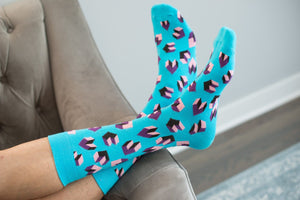 Tetris Heart Socks - Blue Socks TasteeTreasures 