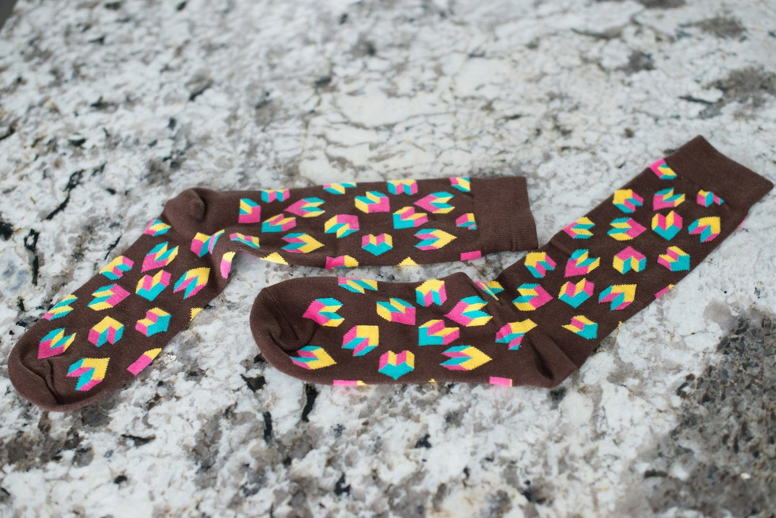 Tetris Heart Socks - Brown Socks TasteeTreasures 