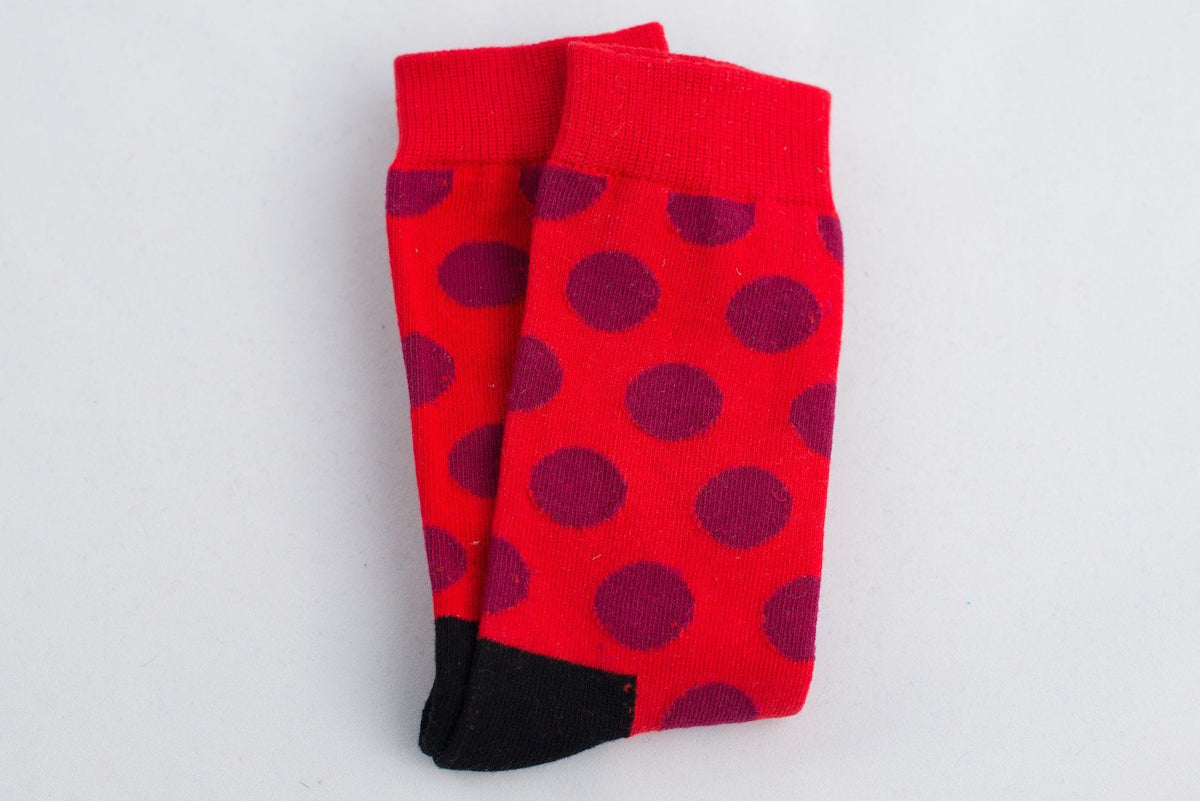 Red Polka Dot Socks Socks TasteeTreasures 