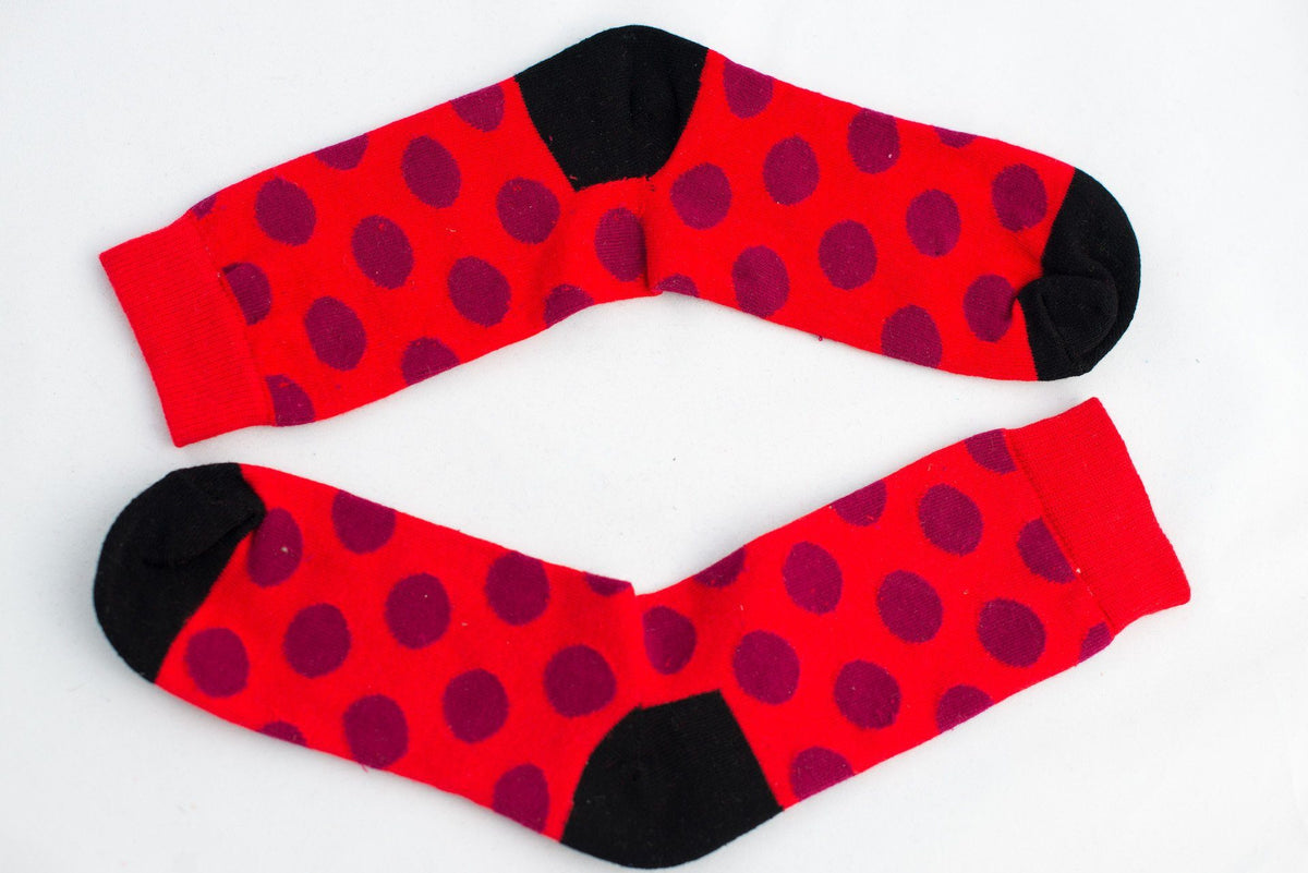 Red Polka Dot Socks Socks TasteeTreasures 